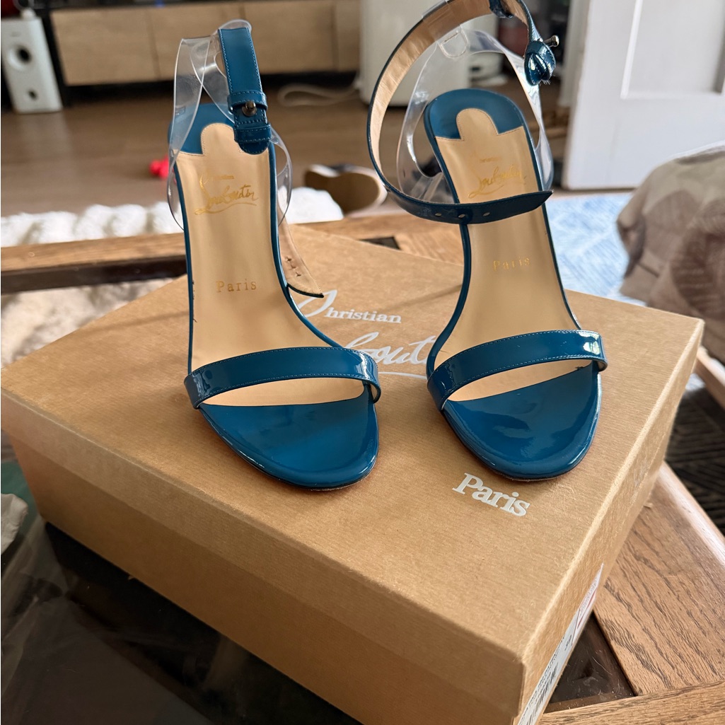 Christian Louboutin Teal Jonatina 100 Patent/Pvc